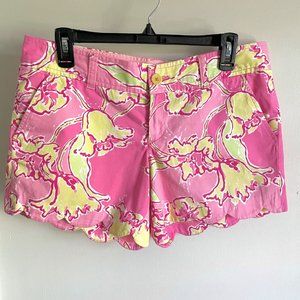 Lilly Pulitzer Hotty Pink Day Lilly Buttercup Scalloped Cotton Shorts 6